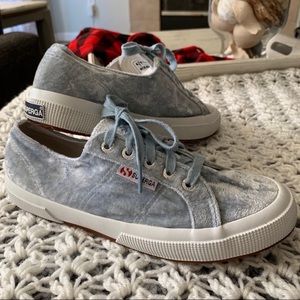 Superga crushed velvet light blue sneaker